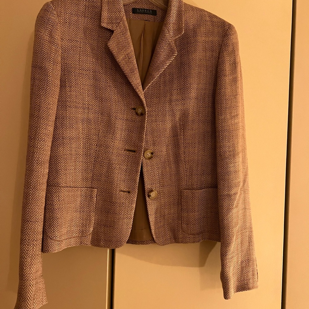 Ralph Lauren Tan Herringbone Blazer